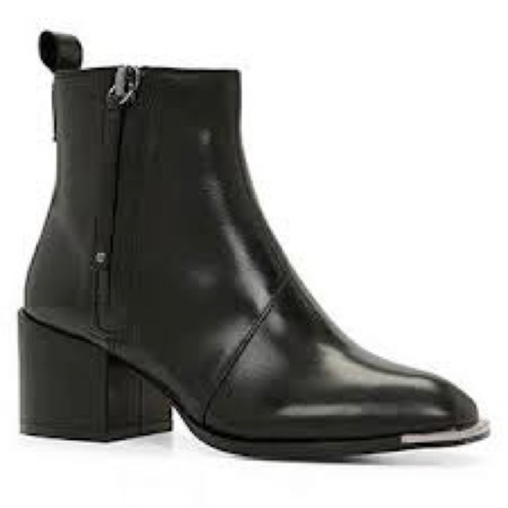 Aldo Glacia Black Heel Leather Ankle Boots Bootie